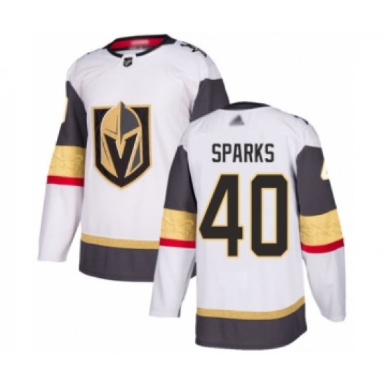 Youth Vegas Golden Knights 40 Garret Sparks Authentic White Away Hockey Jersey