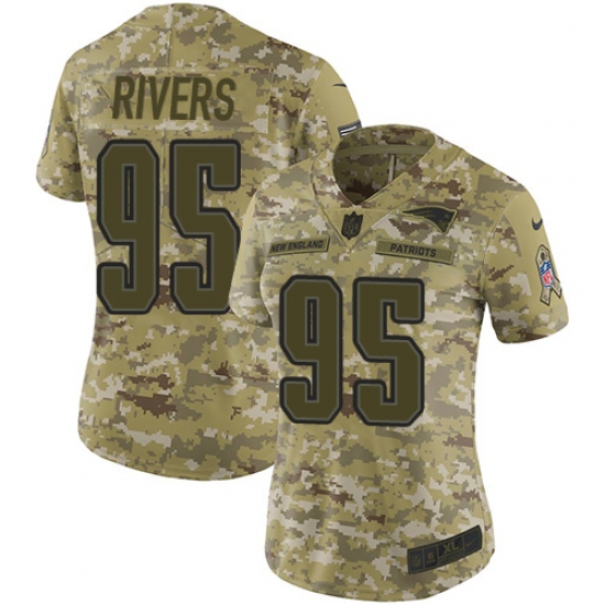 Women's Nike New England Patriots 95 Derek Rivers Limited Camo 2018 Salute to Service NFL Jersey