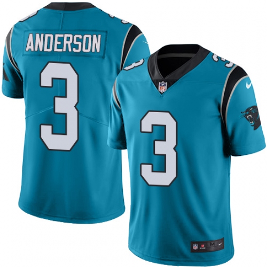 Men's Nike Carolina Panthers 3 Derek Anderson Blue Alternate Vapor Untouchable Limited Player NFL Jersey