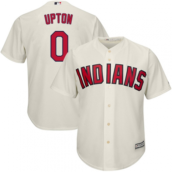 Men's Majestic Cleveland Indians 0 B.J. Upton Replica Cream Alternate 2 Cool Base MLB Jersey