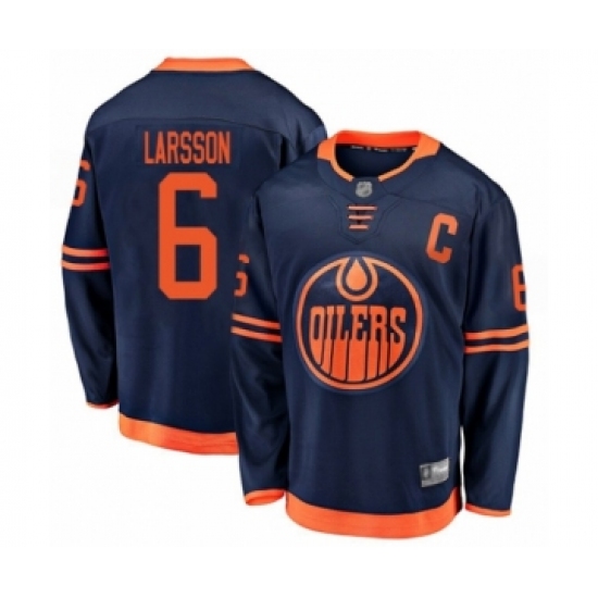 Men's Edmonton Oilers 6 Adam Larsson Authentic Navy Blue Alternate Fanatics Branded Breakaway Hockey Jersey