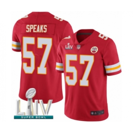 Youth Kansas City Chiefs 57 Breeland Speaks Red Team Color Vapor Untouchable Limited Player Super Bowl LIV Bound Football Jersey