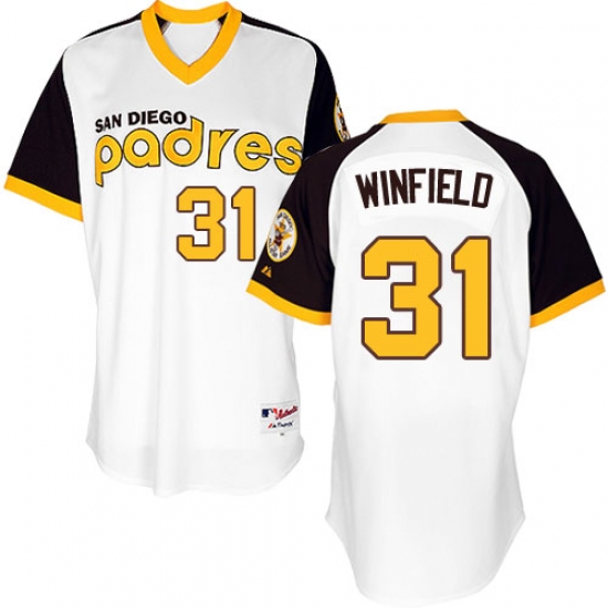 Men's Majestic San Diego Padres 31 Dave Winfield Replica White 1978 Turn Back The Clock MLB Jersey