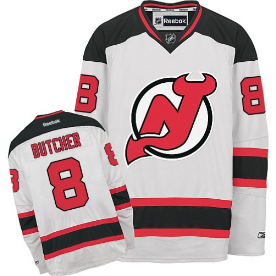 Men's Reebok New Jersey Devils 8 Will Butcher Authentic White Away NHL Jersey