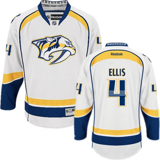 Men's Reebok Nashville Predators 4 Ryan Ellis Authentic White Away NHL Jersey