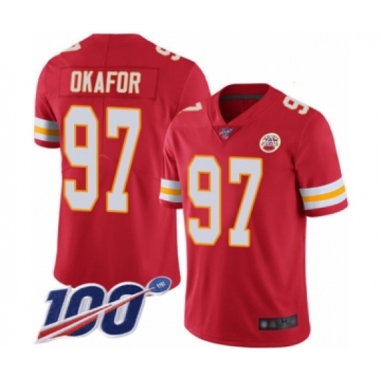 Men's Kansas City Chiefs 97 Alex Okafor Red Team Color Vapor Untouchable Limited Player 100th Season Football Jersey