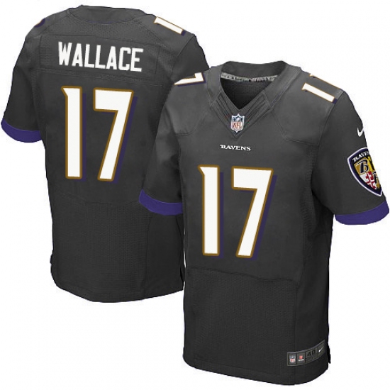 Men's Nike Baltimore Ravens 17 Mike Wallace Elite Black Alternate NFL Jersey