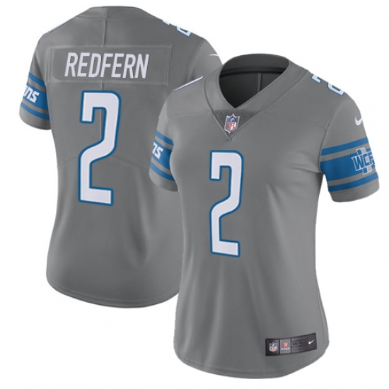 Women's Nike Detroit Lions 2 Kasey Redfern Limited Steel Rush Vapor Untouchable NFL Jersey