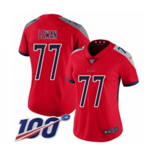 Women's Tennessee Titans 77 Taylor Lewan Limited Red Inverted Legend 100th Season Football Jersey