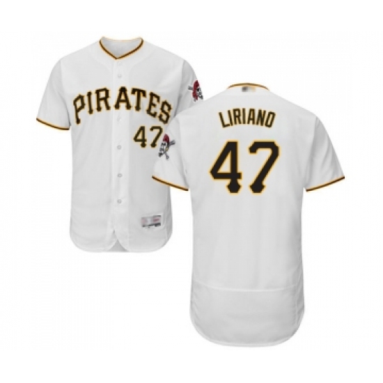 Men's Pittsburgh Pirates 47 Francisco Liriano White Home Flex Base Authentic Collection Baseball Jersey