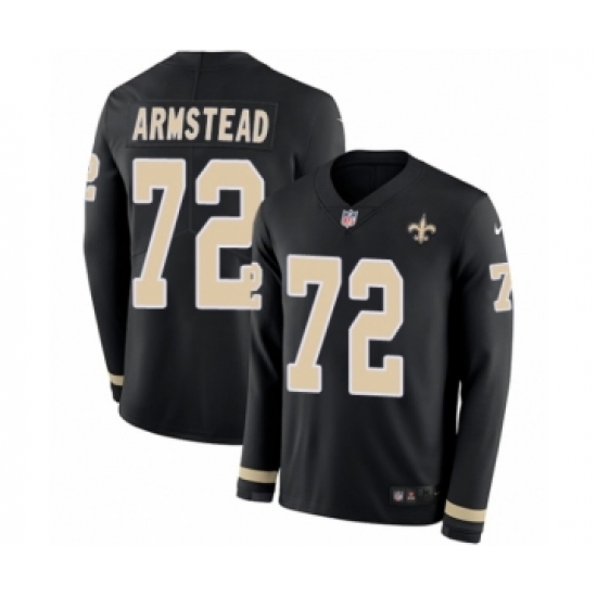 Men's Nike New Orleans Saints 72 Terron Armstead Limited Black Therma Long Sleeve NFL Jersey