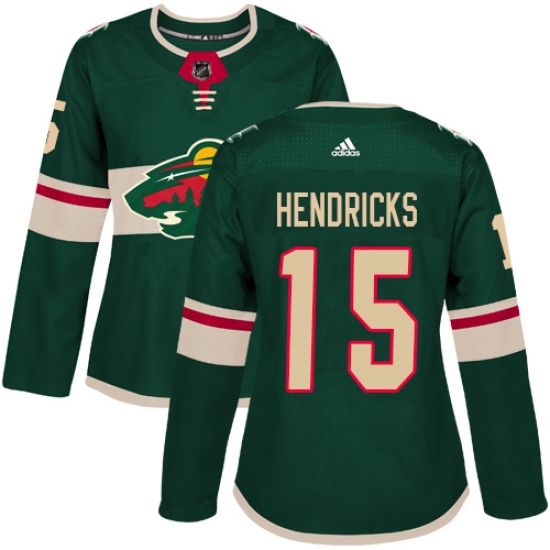 Women's Adidas Minnesota Wild 15 Matt Hendricks Authentic Green Home NHL Jersey