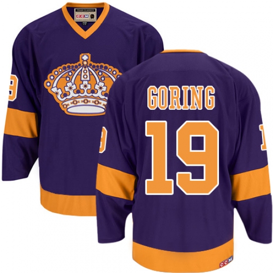 Men's CCM Los Angeles Kings 19 Butch Goring Authentic Purple Throwback NHL Jersey