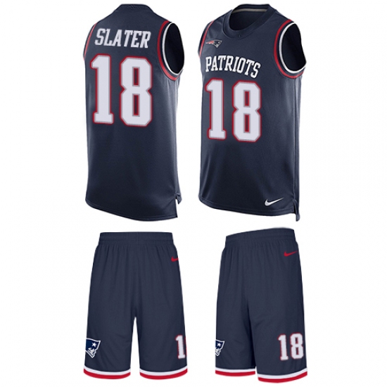 Men's Nike New England Patriots 18 Matthew Slater Limited Navy Blue Tank Top Suit NFL Jersey