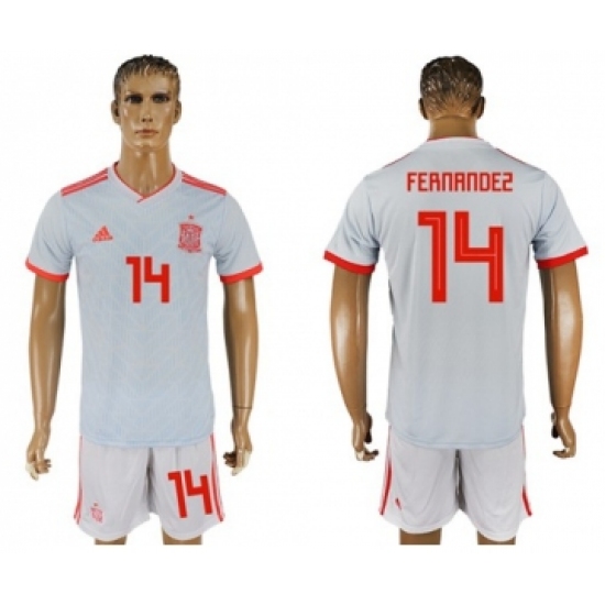 Spain 14 Fernandez Away Soccer Country Jersey