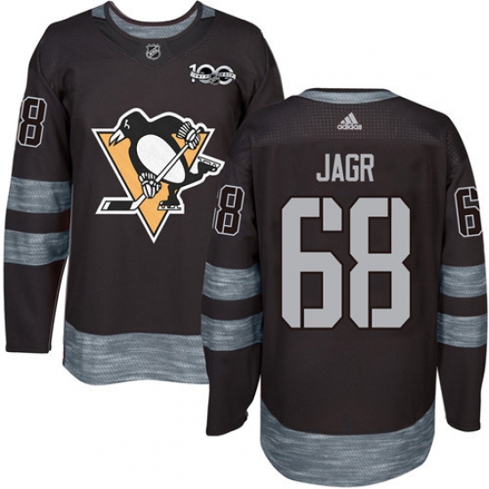 Men's Adidas Pittsburgh Penguins 68 Jaromir Jagr Authentic Black 1917-2017 100th Anniversary NHL Jersey