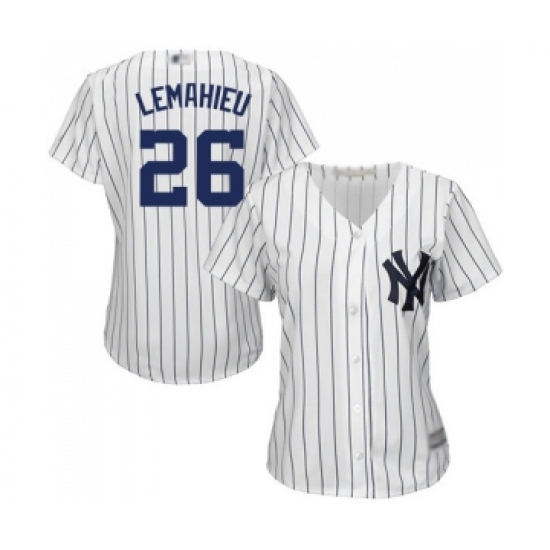 Women's New York Yankees 26 DJ LeMahieu Authentic White Home Baseball Jersey