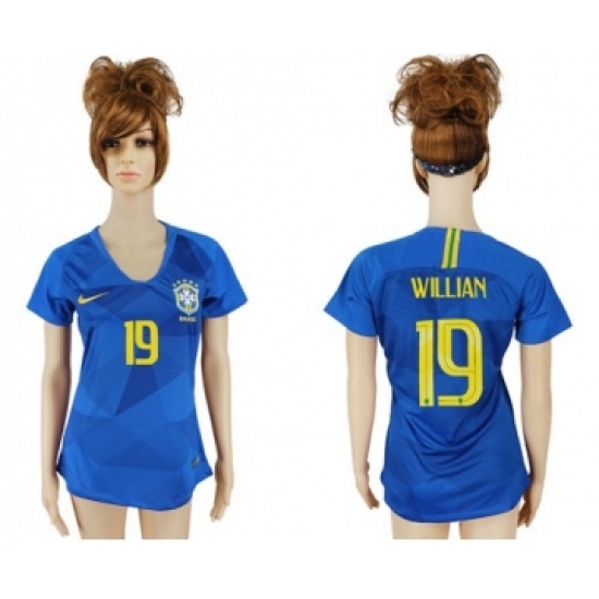 Women's Brazil 19 Willian Away Soccer Country Jersey