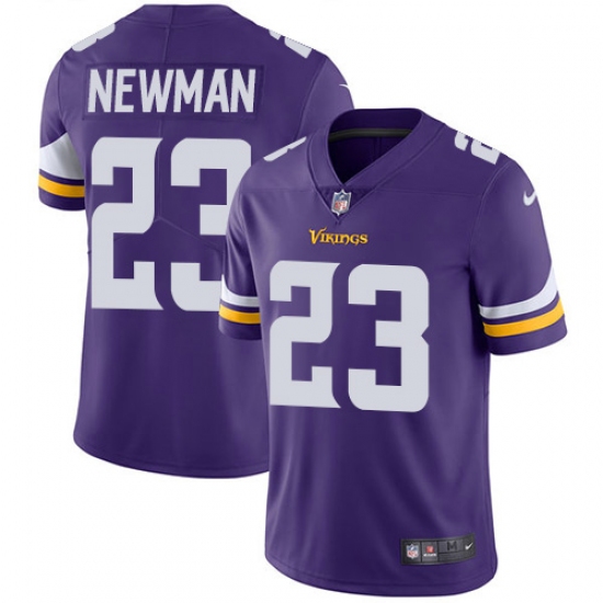 Men's Nike Minnesota Vikings 23 Terence Newman Purple Team Color Vapor Untouchable Limited Player NFL Jersey