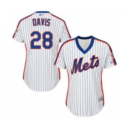 Women's New York Mets 28 J.D. Davis Authentic White Alternate Cool Base Baseball Player Jersey