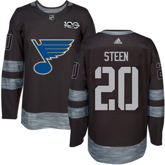 Men's Adidas St. Louis Blues 20 Alexander Steen Authentic Black 1917-2017 100th Anniversary NHL Jersey