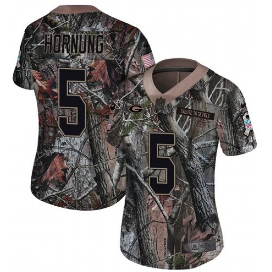 Women's Nike Green Bay Packers 5 Paul Hornung Limited Camo Rush Realtree NFL Jersey