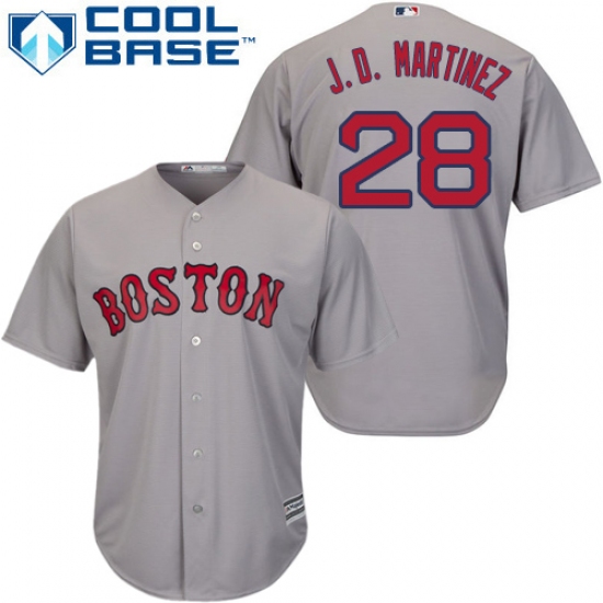 Men's Majestic Boston Red Sox 28 J. D. Martinez Replica Grey Road Cool Base MLB Jersey