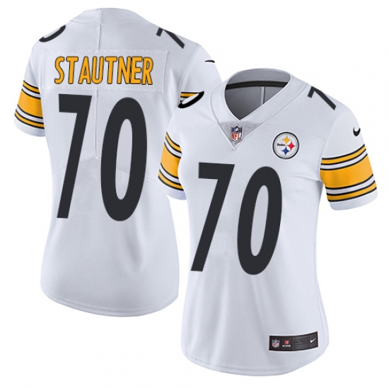 Women's Nike Pittsburgh Steelers 70 Ernie Stautner White Vapor Untouchable Limited Player NFL Jersey