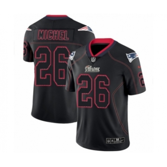 Men's Nike New England Patriots 26 Sony Michel Limited Lights Out Black Rush NFL Jersey