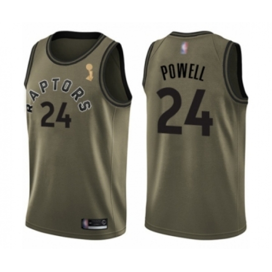 Men's Toronto Raptors 24 Norman Powell Swingman Green Salute to Service 2019 Basketball Finals Champions Jersey