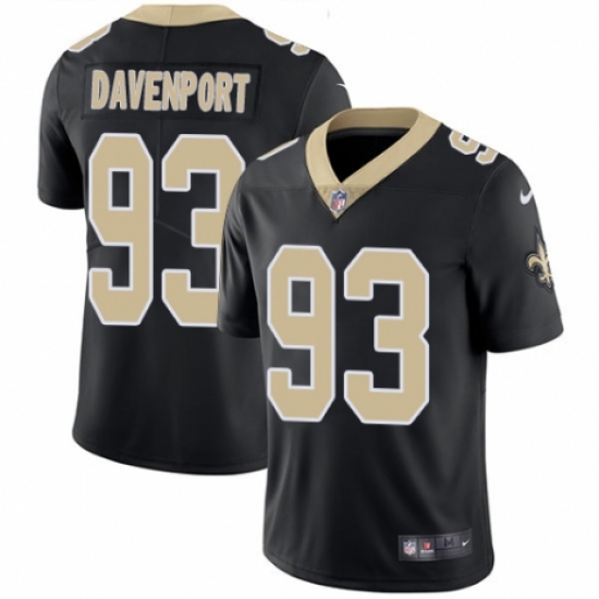 Men's Nike New Orleans Saints 93 Marcus Davenport Black Team Color Vapor Untouchable Limited Player NFL Jersey