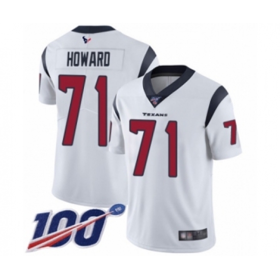 Men's Houston Texans 71 Tytus Howard White Vapor Untouchable Limited Player 100th Season Football Jersey