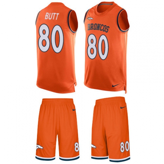 Men's Nike Denver Broncos 80 Jake Butt Limited Orange Tank Top Suit NFL Jersey