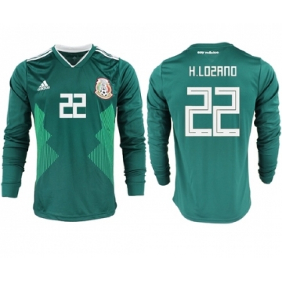 Mexico 22 H.Lozano Home Long Sleeves Soccer Country Jersey