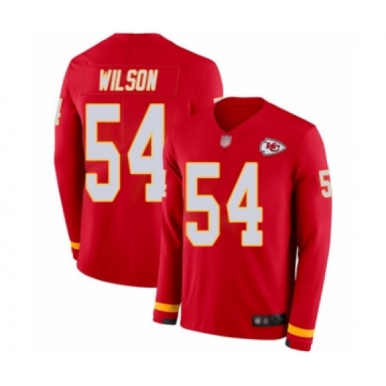 Youth Kansas City Chiefs 54 Damien Wilson Limited Red Therma Long Sleeve Football Jersey