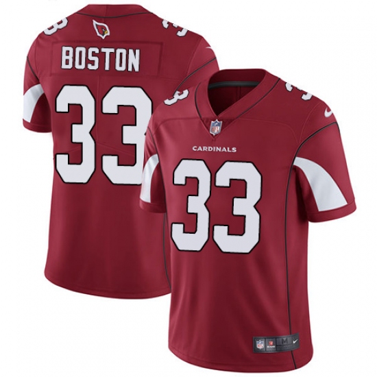 Men's Nike Arizona Cardinals 33 Tre Boston Red Team Color Vapor Untouchable Limited Player NFL Jersey