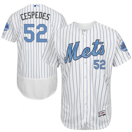 Men's Majestic New York Mets 52 Yoenis Cespedes Authentic White 2016 Father's Day Fashion Flex Base MLB Jersey