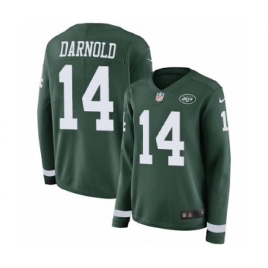 Women's Nike New York Jets 14 Sam Darnold Limited Green Therma Long Sleeve NFL Jersey