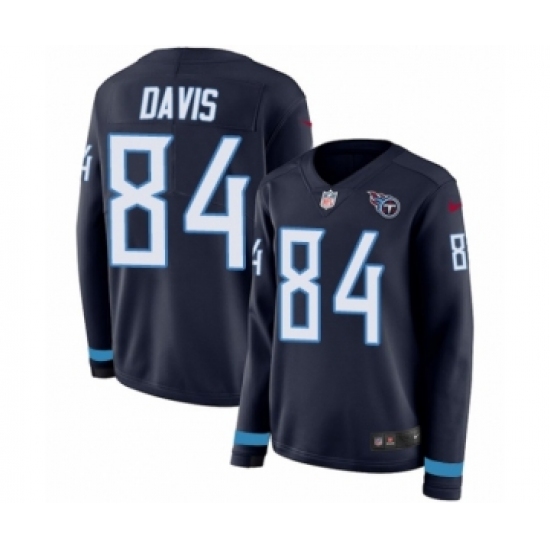 Women's Nike Tennessee Titans 84 Corey Davis Limited Navy Blue Therma Long Sleeve NFL Jersey