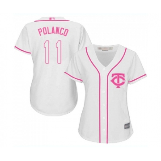 Women's Minnesota Twins 11 Jorge Polanco Replica White Fashion Cool Base Baseball Jersey