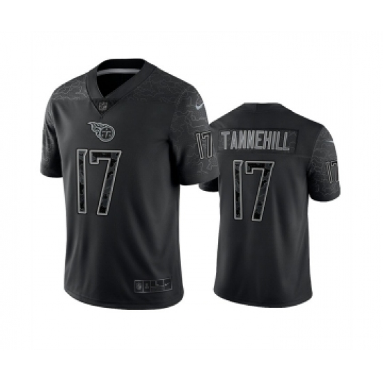 Men's Tennessee Titans 17 Ryan Tannehill Black Reflective Limited Stitched Football Jersey