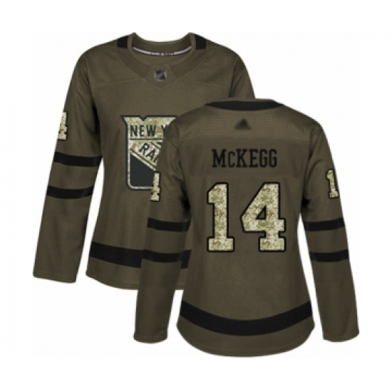 Women's New York Rangers 14 Greg McKegg Authentic Green Salute to Service Hockey Jersey