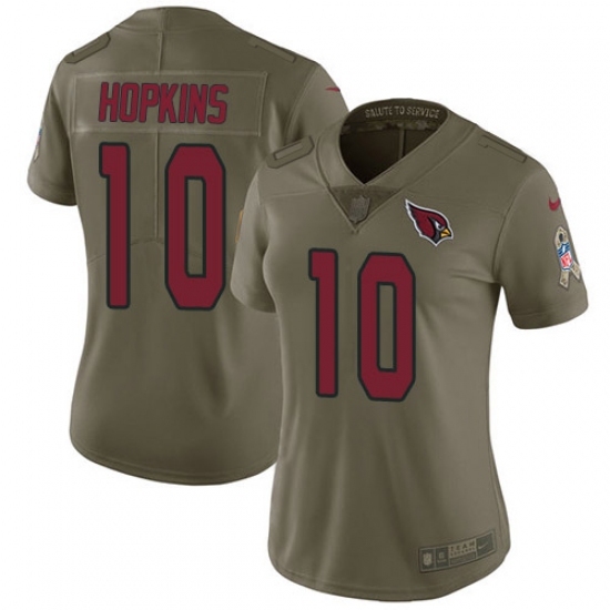 Women's Nike Arizona Cardinals 10 DeAndre Hopkins Olive Stitched NFL Limited 2017 Salute To Service Jersey