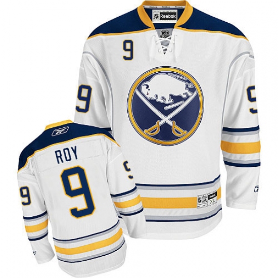 Men's Reebok Buffalo Sabres 9 Derek Roy Authentic White Away NHL Jersey