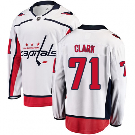 Men's Washington Capitals 71 Kody Clark Fanatics Branded White Away Breakaway NHL Jersey