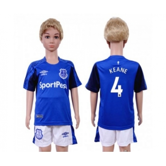 Everton 4 Keane Home Kid Soccer Club Jersey