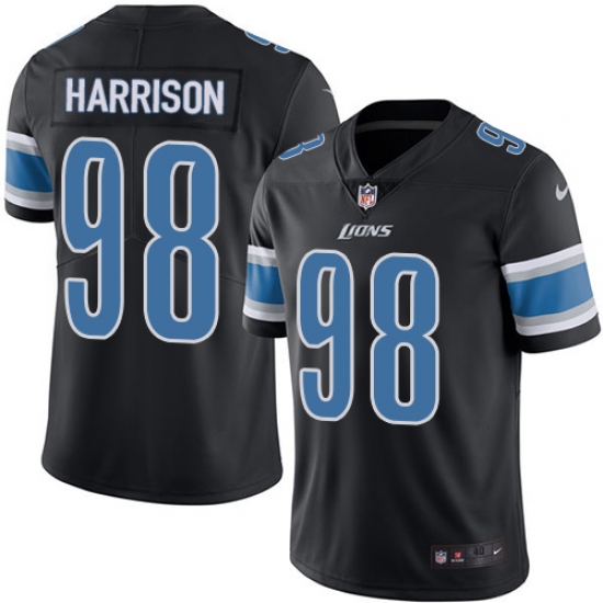 Men's Nike Detroit Lions 98 Damon Harrison Limited Black Rush Vapor Untouchable NFL Jersey