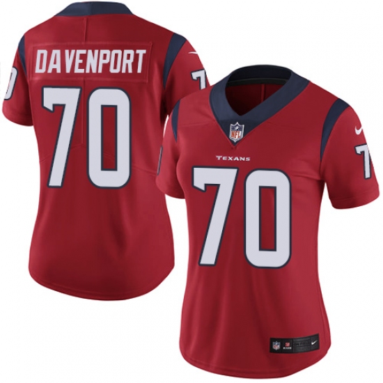 Women's Nike Houston Texans 70 Julien Davenport Limited Red Alternate Vapor Untouchable NFL Jersey