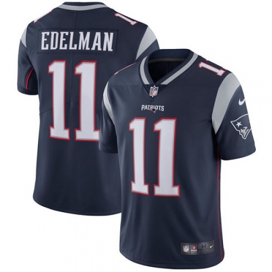 Men's Nike New England Patriots 11 Julian Edelman Navy Blue Team Color Vapor Untouchable Limited Player NFL Jersey