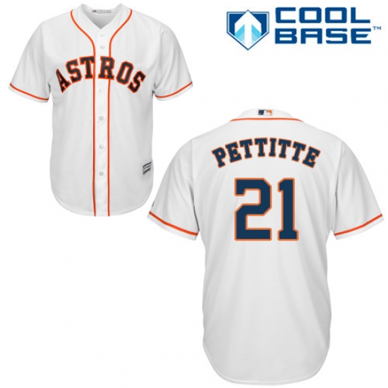 Men's Majestic Houston Astros 21 Andy Pettitte Replica White Home Cool Base MLB Jersey